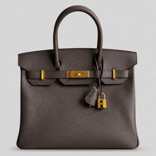 Hermès Birkin 30 Epsom Gris Gold — Hauptansicht Vorderseite | Luren Authentisch