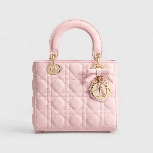 Lady Dior Cannage Lammleder Rosa Soupir — Hauptansicht Vorderseite | Luren Authentisch
