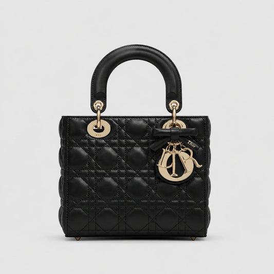 Lady Dior Cannage Lammleder Schwarz — Hauptansicht Vorderseite | Luren Authentisch